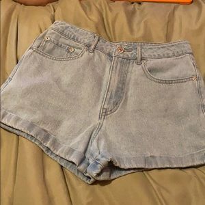 Light wash denim shorts